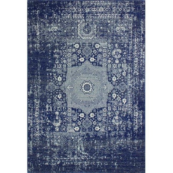 Bashian Bashian E110-DKBL-2.6X8-5438A Bashian Everek Collection Transitional Polypropylene Machine Made Area Rug; Dark Blue - 2 ft. 6 in. x 8 ft. E110-DKBL-2.6X8-5438A